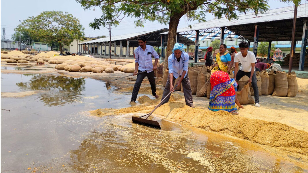 Farmers | వర్షానికి తడిసిన ధాన్యం.. రైతుల అవస్థలు