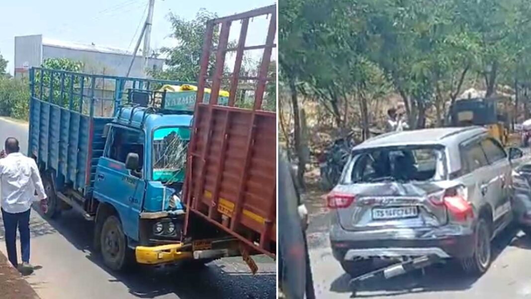 Nizamabad City | బైపాస్​లో లారీ డ్రైవర్​ సడెన్​ బ్రేక్​.. తర్వాత ఏం జరిగిందంటే..