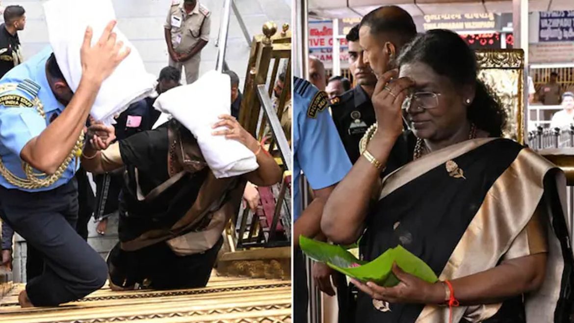 President visits Lord Ayyappa | అయ్యప్పకు రాష్ట్రపతి ఇరుముడి.. స్వామిని దర్శించుకున్న తొలి ఉమెన్​ ప్రెసిడెంట్​గా రికార్డు